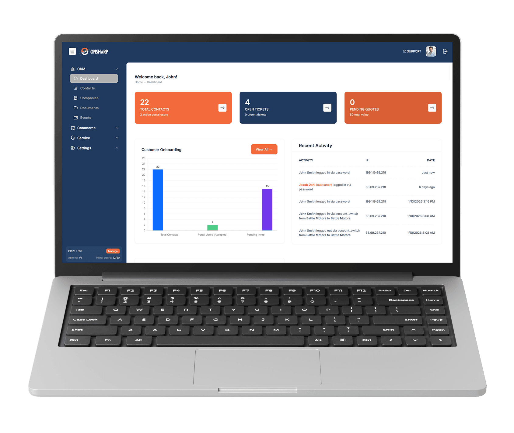 Connect client portal on laptop